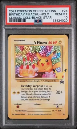 🔥 Pokemon TCG 🔥 Birthday Pikachu #24 🔥 Celebrations Classic Collection PSA 10 - Image 3
