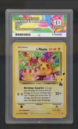 Pokemon TCG Birthday Pikachu 24 Celebrations Classic Collection ACE 10 Gem Mint - Image 1