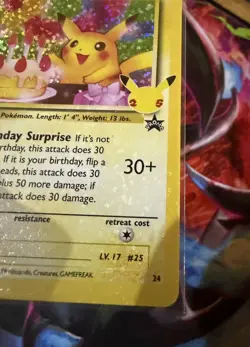 Birthday Pikachu 24/53 Pokemon TCG Celebrations Classic Collection NM HOLO BLEED - Image 3