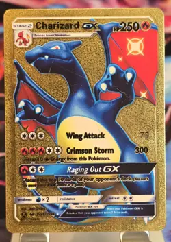 Charizard GX HP250 Wing attack Raging Out GX Gold Foil Fan Art Pokemon Card - Image 1