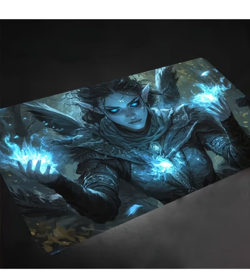 Dark Elf Blue Wizard TCG Playmat Rubber Non Slip MTG Pokemon Yugioh 60x35cm - Image 1