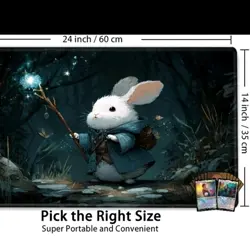Magic Forest Rabbit TCG Playmat Rubber Non Slip MTG Fantasy Pokemon 60x35cm - Image 3
