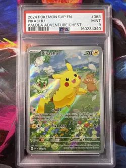 Pokemon 2024 SVP en Pikachu #088 Paldea Adventure Chest Promo PSA 9 Mint - Image 1