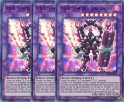 Yugioh D/D/D Flame High King Genghis x 3 - 1st Edition Super Rare NM - Free Holo - Image 1