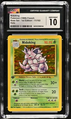 Pokemon - Nidoking 11/102 Holo - Set de Base Edition 1 - CGC 10 MINT Vintage - Image 1