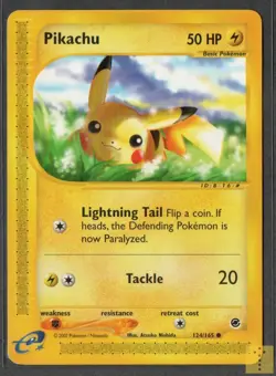 Pikachu 124/165 Common Expedition Base Set Pokemon NM-/LP - Image 1