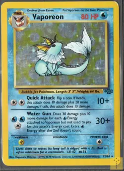 Vaporeon 12/64 Holo Rare Jungle Pokemon MP/HP - Image 1