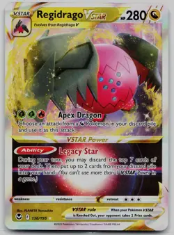 Regidrago VSTAR 136/195 Holo VSTAR Rare Silver Tempest Pokemon Near Mint - Image 1