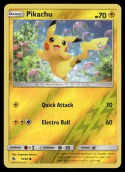 Pikachu 19/68 Common Hidden Fates Pokemon Reverse Holo NM/M - Image 1