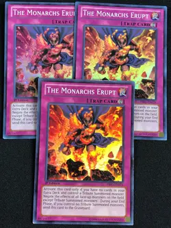 YUGIOH THE MONARCHS ERUPT PRIO-EN076 1ST SUPER X3 NM - Image 1