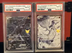 2021 Pokemon Celebrations Reshiram #113 & Zekrom #114 PSA 10 Set Sequential - Image 1