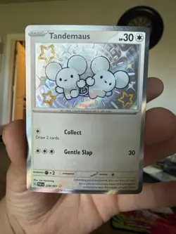 Pokemon Paldea Fates Tandemaus & Maushold baby shiny Holo lot - Image 3