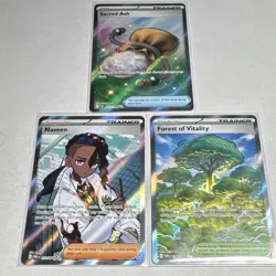 Pokemon TCG Perfect Order Full Art Holo Trainer Lot 3 Naveen/Ash/Vitality - Image 1