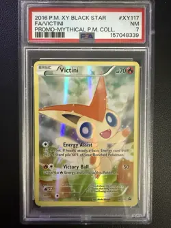Pokemon TCG Victini XY117 XY Black Star Promo Full Art Holo English PSA 7 - Image 1