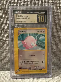 2003 Pokemon Aquapolis Chansey CGC PRISTINE 10 #69/147 - Image 1