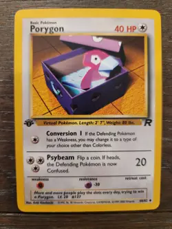 1st Edition Porygon 48/82 Team Rocket Non Holo Uncommon WoTC Pokemon 2000 LP - Image 1