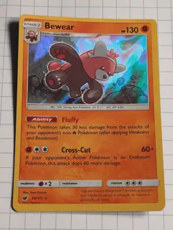Pokemon TCG Bewear Crimson Invasion 56/111 Holo Holo Rare - Image 1
