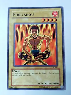 YuGiOh Fireyarou Legend of Blue Eyes White Dragon LOB085 Unlimited -Uncirculated - Image 1