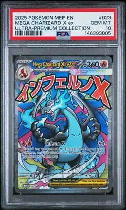 2025 Pokemon Mep En-Me Black Star Promo Mega Charizard X Ex #023 PSA 10 - Image 1