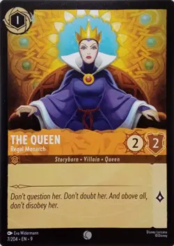 7/204 THE QUEEN REGAL MONARCH EN9 COMMON DISNEY LORCANA CARD - Image 1