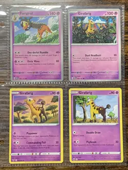 Lot 4x Offical Pokemon Cards, Girafarig and Farigiraf - Image 1