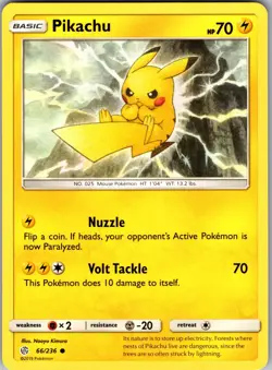 Pikachu 66/236 Common Cosmic Eclipse Pokemon Near Mint - Image 1