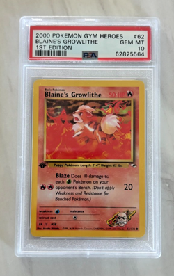 Pokemon Gym Heroes 2000 Blaine's Growlithe 1st Edition 062/132 PSA 10 -- Pop 140 - Image 1