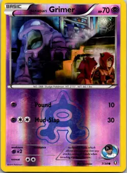 Team Aqua's Grimer 7/34 Common Double Crisis Pokemon Reverse Holo Near Mint - Image 1