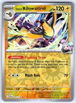 Iono's Kilowattrel 055 Rare Journey Together Pokemon Reverse Holo - Image 1