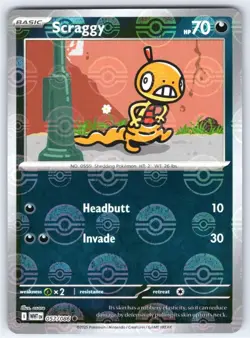 Scraggy (Poke Ball Pattern) 057/086 Common White Flare Pokemon Holo - Image 1