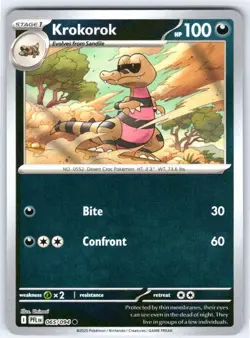 Krokorok 065 Common Phantasmal Flames Pokemon Reverse Holo - Image 1