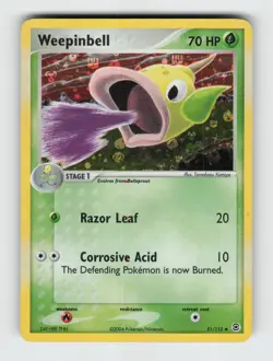 Weepinbell 51/112 Reverse Holo Uncommon FireRed & LeafGreen Pokemon 2004 LP - Image 1