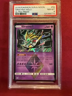 GIRATINA 58/156 2018 POKEMON SUN & MOON ULTRA PRISM HOLO — PSA 8 - Image 1