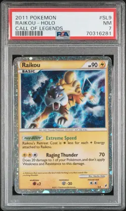 2011 Pokemon Call of Legends Shiny Raikou Holo Secret Rare #SL9 PSA 7 - Image 1