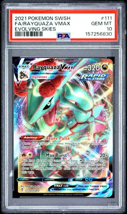 2021 POKEMON SWORD & SHIELD EVOLVING SKIES #111 FULL ART/RAYQUAZA VMAX PSA 10 - Image 1