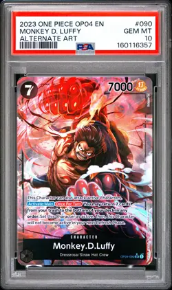 2023 One Piece Monkey D. Luffy OP04-090 Alternate Art PSA 10 Gem Mint - Image 1