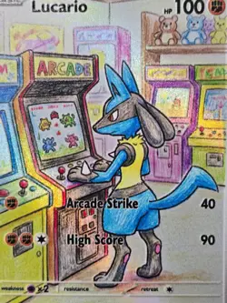 Lucario Fan Art Card — Arcade Series (Unofficial, Non-TCG) - Image 2