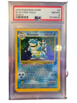 2000 POKEMON BASE SET 2 #2 BLASTOISE-HOLO PSA 8 DOUBLE SWIRL 💦🔥 - Image 1