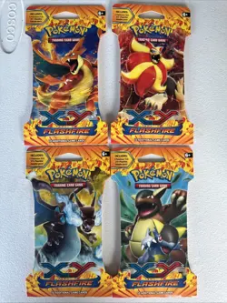 4x Pokemon XY FLASHFIRE SLEEVED PACKS - COMPLETE ART SET - FACTORY SEALED 820650108877 - Image 1