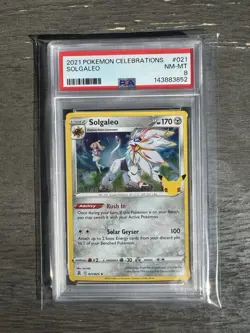 Solgaleo 21/25 Rare Holo *MINT* PSA 8 Pokemon Celebrations 25th Anniversary 2021 - Image 1