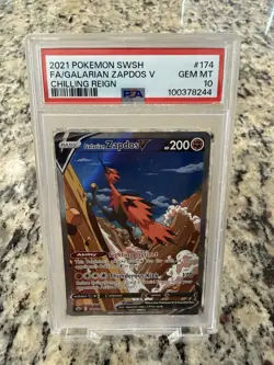 Pokemon 2021 Galarian Zapdos V 174/198 Full Art Chilling Reign GEM MINT PSA 10 - Image 3