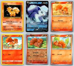 (6) Alolan Vulpix V Pokemon Card Lot Reverse Holo WotC English TCG Collection - Image 1