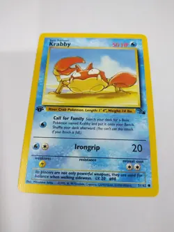 MINT Pokemon TCG Krabby 51/62 Fossil 1st Edition Vintage Investment Rare Toy - Image 1