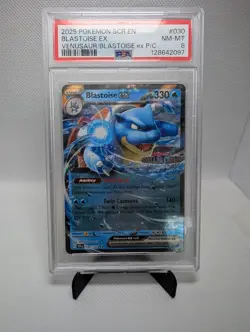 (Stamped) 2025 Pokemon TCG Stellar Crown Blastoise Ex 030/142 PSA 8 NM-MT - Image 1