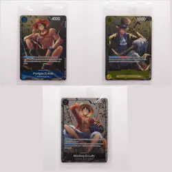 One Piece TCG Mini Tin Promo Set of 3 Ace, Sabo, & Luffy Sealed Foil - English - Image 1