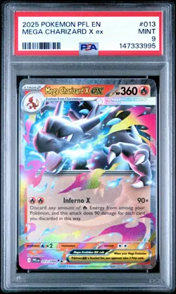2025 POKEMON PFL EN-PHANTASMAL FLAMES #013 MEGA CHARIZARD X ex PSA 9 - Image 1