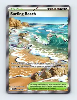 NM Surfing Beach 114/086 Chaos Rising Ultra Rare Pokemon Card - Image 1