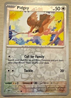Pokemon TCG Pidgey 016/165 Scarlet & Violet 151 Reverse Holo Card - Image 1