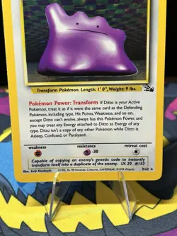 Ditto 3/62 Fossil Unlimited Holo Rare WotC 1999 Vintage Pokemon TCG Card - Image 3