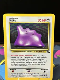 Ditto 3/62 Fossil Unlimited Holo Rare WotC 1999 Vintage Pokemon TCG Card - Image 4